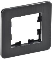 IEK BRITE DECOR  Черный/алюм металл. скругл.угол Рамка 1-м РУ-1-1-Бр RE AL