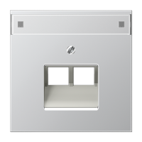 JUNG LS 990 Алюминий Накладка 2-ой наклонной ТЛФ/комп розетки с полем для надписи