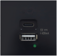 Donel USB зарядное устройство, 4.2A , Type A + C, 2 мод., черн. (45х45мм), DUSB4200ANCF