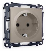 Комплект механизма электрической розетки ALFA MA366010 Серо-бежевый матовый с заземлением на винтовых зажимах 2P+E 16A-250V QUANT