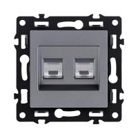 Розетка двойная Ethernet RJ45 Cat.6, серый Kollinger Asthetik AS-018GY