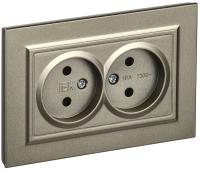 IEK BRITE Шампань Розетка 2-я б/з б/защ.шт. 10А в сборе РС12-2-БрШ