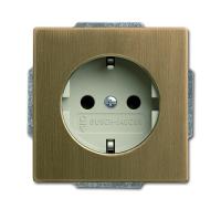 ABB BJE Династия Античная латунь/Белая роспись Розетка 16А 250В с/з