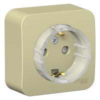 SE Blanca наруж Беж Розетка с/з со шторками, (Компакт) изолир. пластина 16А, 250В