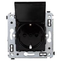 DKC Avanti Черный квадрат Розетка с крышкой 2P+E