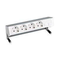 Simon 400 Алюминий Настольный розеточный блок, 4x2P+E, адаптер для 2хRJ45, моноблок
