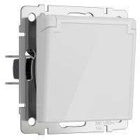 Розетка влагозащ. с зазем. с защит. крышкой и шторками (белый акрил) W1171241