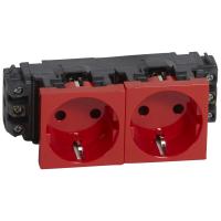 Legrand Розетка Красный 2х2К+З Немецкий стандарт