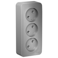 SE Blanca наруж Алюминий Розетка 3-ая б/з без шторок 16А, 250В, изолир. пластина