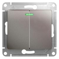 SE Glossa Платина Выключатель 2-клавишный с подсветкой, сх.5а, 10AX