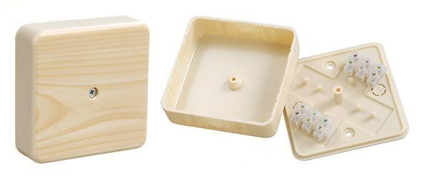 IEK Коробка КМ41212-03 распаячная для о/п 79х79х23 мм светлое дерево (6 клемм 6мм2)