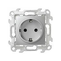 Simon 24 алюминий Розетка с заземлением Schuko 2Р+Е 16A 250В~  Harmonie