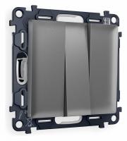 Комплект механизма 3-клавишного выключателя ALFA MA655010 Антрацит серый QUANT