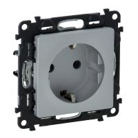 Legrand Valena LIFE DIY Алюм Розетка 1-ая с/з с защитными шторками, безвинт.зажим