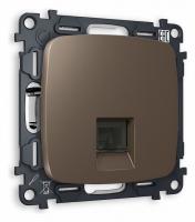 Комплект механизма телефонной розетки OMEGA MO642030 Темная бронза матовый RJ-11(4P4C) с защитной шторкой QUANT