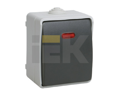 IEK FORS ВС20-1-1-ФСр Выключатель 1кл со свет. индикатором для открытой установки IP54