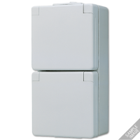 JUNG WG 800 Розетка 2-ая с/з с полем для надписи, IP44