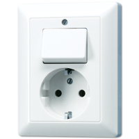 JUNG Комбинация выключатель + розетка, слоновая кость