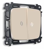 Комплект механизма 2-клавишного выключателя с подсветкой 5600K OMEGA MO324015 Бежевый матовый QUANT