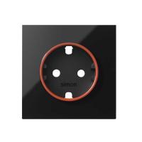 Simon 100 Черный глянец Накладка розетки Schuko UPS