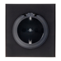 KRANZ Розетка STRONG 1-ая с/з с/у, со шторками и крышкой 16А антрацит