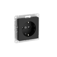Systeme Electric AtlasDesign Карбон Розетка с заземлением со шторками, 16А, мех., быстрозажим. клем.