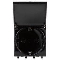 DKC Avanti Черный квадрат Розетка с крышкой 2P+E со шторками 2 модуля