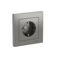 Systeme Electric AtlasDesign Сталь Розетка с заземлением со шторками, 16А, в сборе, быстрозажим. клем.