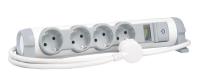 Legrand Безопасность Бело-серый Удлинитель 4x2К+З с выкл., кабель 3м, с ИПМ и защитой от перегрузок, фиксир. поворотный блок, возможно крепление к сте