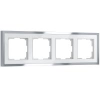 Рамка из металла на 4 поста Baguette белый/серебро W0042850