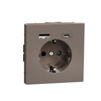 SE MERTEN D-Life Мокко Розетка силовая 16 A с зарядкой USB A+C 3 A