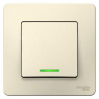 SE Blanca внутр Молочный Выключатель 1-клавишный с подсветкой, 10А, 250B