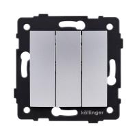 Выключатель 3-клавишный 10А/250В, изогнутый, серый Kollinger REA-R-012GY для Aspekt, Eleganz, Reflex