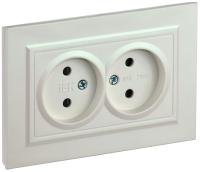 IEK BRITE Жемчуг Розетка 2-я без з/к с з/ш 10А в сборе РСш12-2-БрЖ