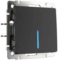 Выключатель одноклавишный проходной с подсветкой черный матовый W1112108