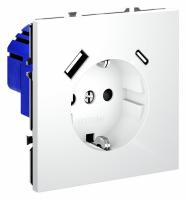 Розетка встраиваемая VOLTUM S70 с заземлением и защитными шторками, 16А, с USB, A+С, (белый матовый) Розетка встраиваемая VOLTUM S70 с заземлением и защитными шторками, 16А, с USB, A+С, (белый матовый)