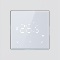 Donel Терморегулятор с датчиком пола 16 A, 55*55 мм., дисплей в одном уровне с рамкой, белое стекло, серия DTEF