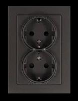 Jasmart Розетка SHUKO© двойная с защитными шторками 16A 250V~ 2P+T, цвет Мокко