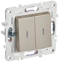 IEK SKANDY Шампань Выключатель 2-клавишный с индикацией 10А SK-V09Sh