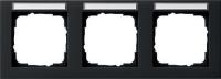 Gira E2 Черный Рамка 3-ая горизонтальная с полем для надписи