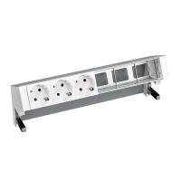 Simon 400 Алюминий Настольный розеточный блок, 3x2P+E, 3 пустых модуля