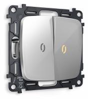 Комплект механизма 2-клавишного выключателя с подсветкой 3200K OMEGA MO404010 Серебро глянец QUANT