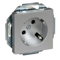 SE Merten SM Алюминий Розетка Schuko 45гр, с защитными шторками, безвинт. зажим (MTN2370-0460)