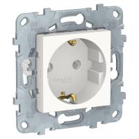 SE Unica New Бел Розетка с/з без шторок, винт. зажим, 16А, 250В