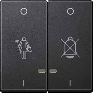 SE Merten SM Антрацит Две Клавиши "перечеркнутый звонок", "горничная" с окошком для свет. индикации