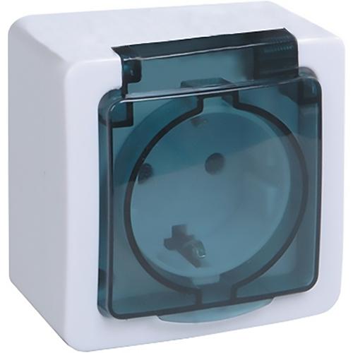 IEK GERMES PLUS РСб20-3-ГПБд Розетка 1м с з/к о/у IP54 (цвет крышки: дымчатый)