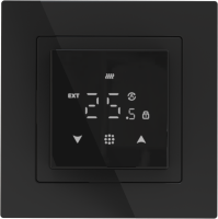 Donel Термостат с датчиком пола и воздуха, 16 A, 45*45 мм., черное стекло, серия DTEF