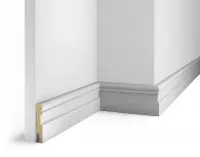 Плинтус AP28 под покраску, белый, с пазом под 20 молдинг, 80x16x2400 мм, МДФ