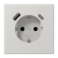 JUNG Светло-серый Розетка SCHUKO® с USB-зарядным устройством, тип A + тип С; термопласт