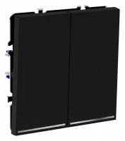 Проходной переключатель встраиваемый VOLTUM S70 двухклавишный с подсветкой 10А, (черный матовый)